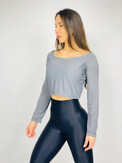 Polera Crop Básica de Manga Larga